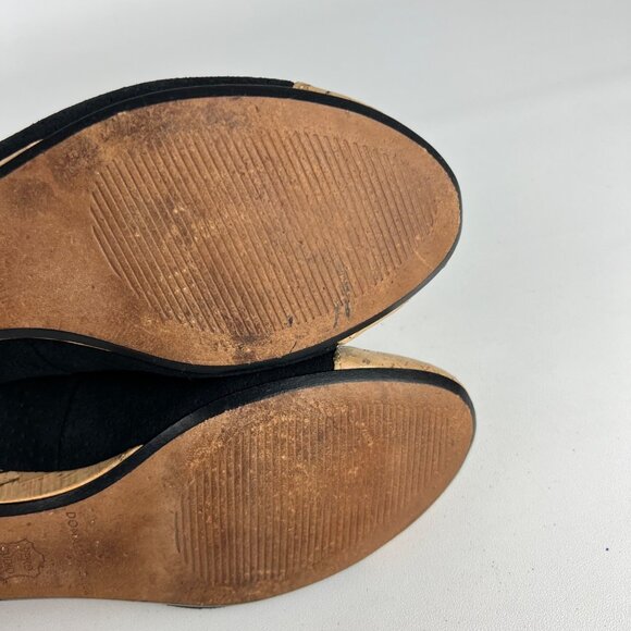 Donald J Pliner Womens Julie Black Suede Ballet Flat Cork Toe Low Wedge size 6.5 - Picture 14 of 15